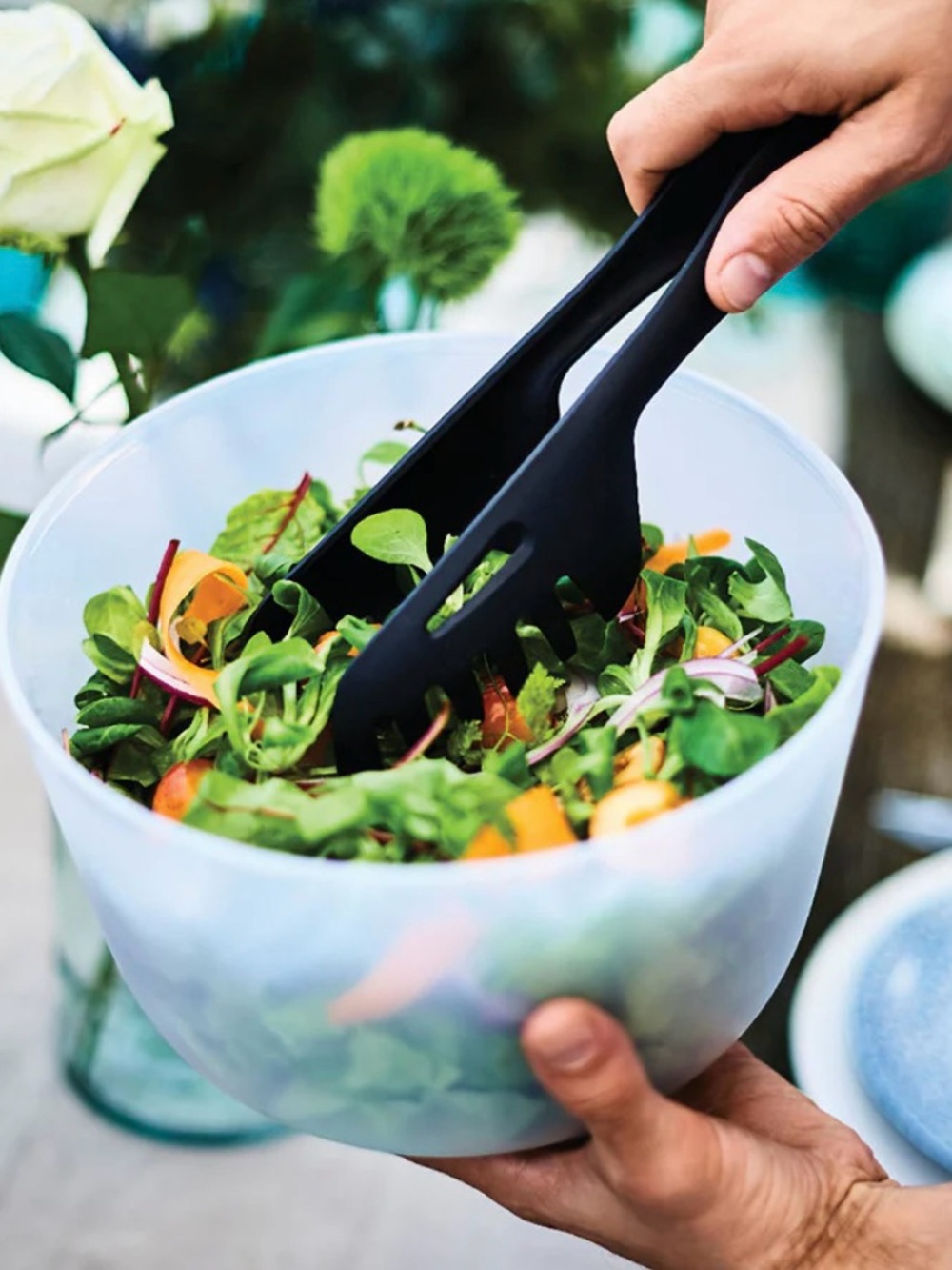 Tupperware Tongs Black Salad -Multipurpose Serving Utensil